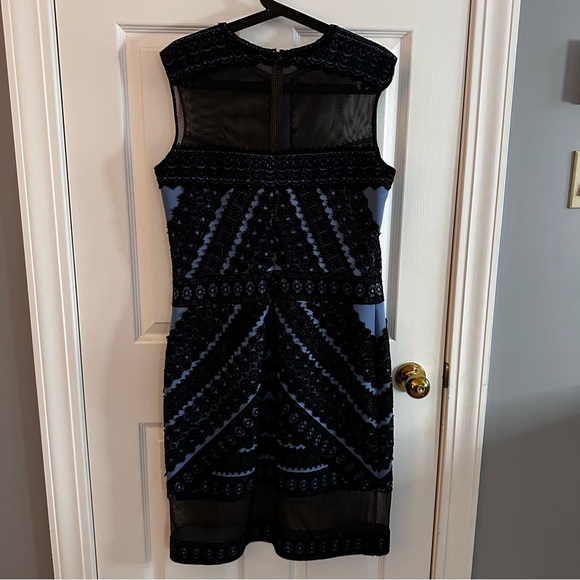 Tadashi Shoji - Women's, Blue/Black, Embroidered Sheath Dress, Sleeveless, 14 - Picture 6 of 14